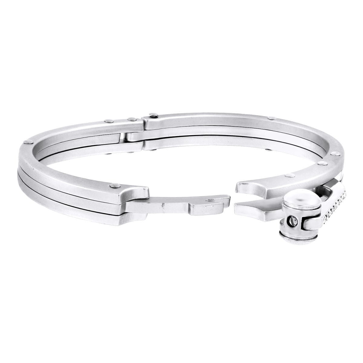 CZ Surgical Stainless Steel Oval Free Size Openable Kada Bracelet Bulk