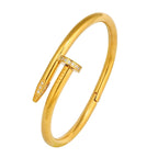  Gothic Cz Stainless Steel Gold Cuff Kada Bangle Bracelet Men
