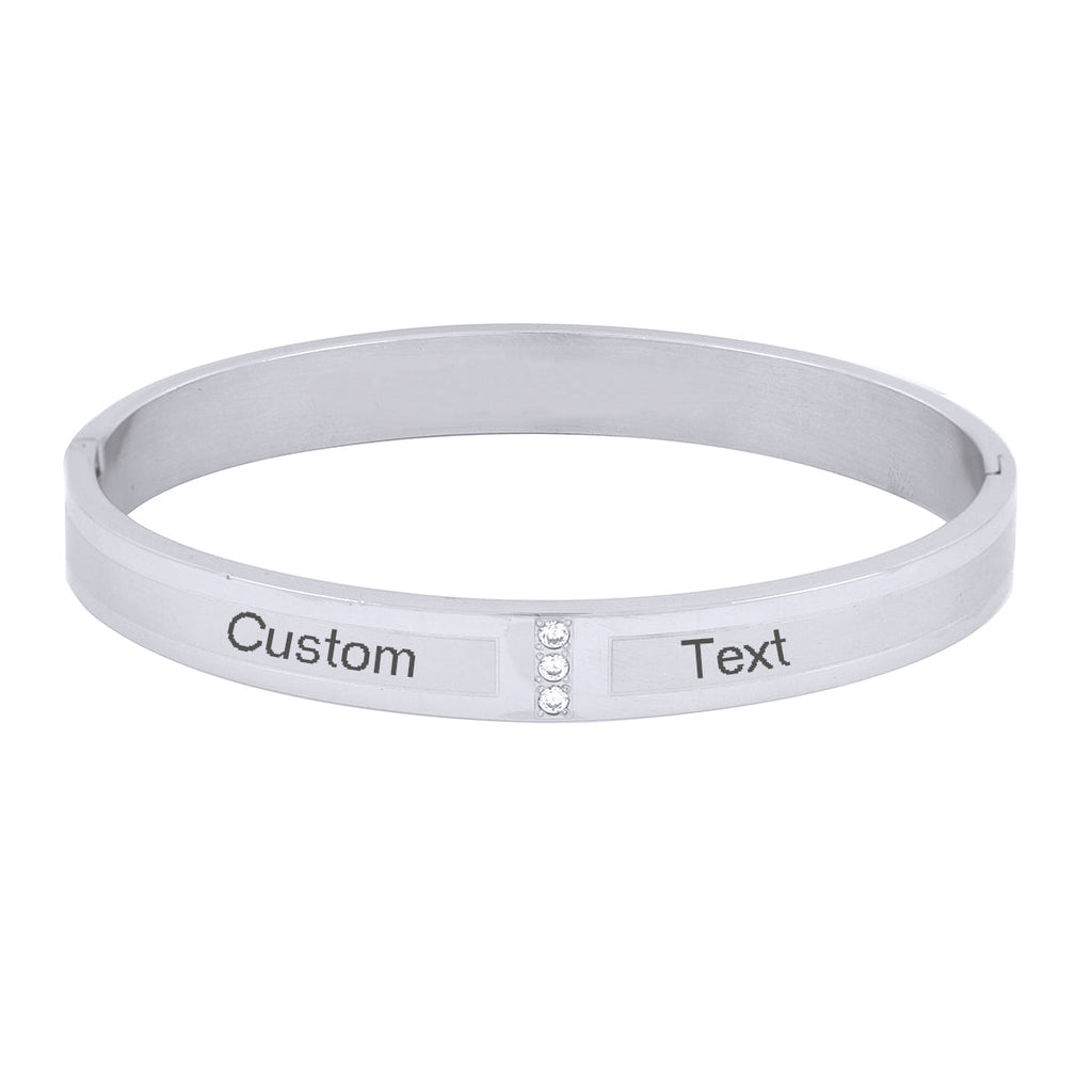 Classic CZ Stainless Steel Personalized Engraved Kada Bangle Bulk