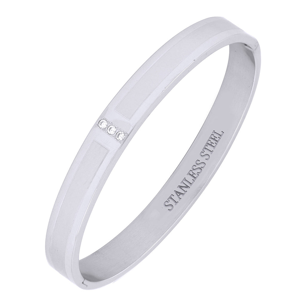 Classic American Diamond CZ Stainless Steel Kada Bangle Bracelet Bulk