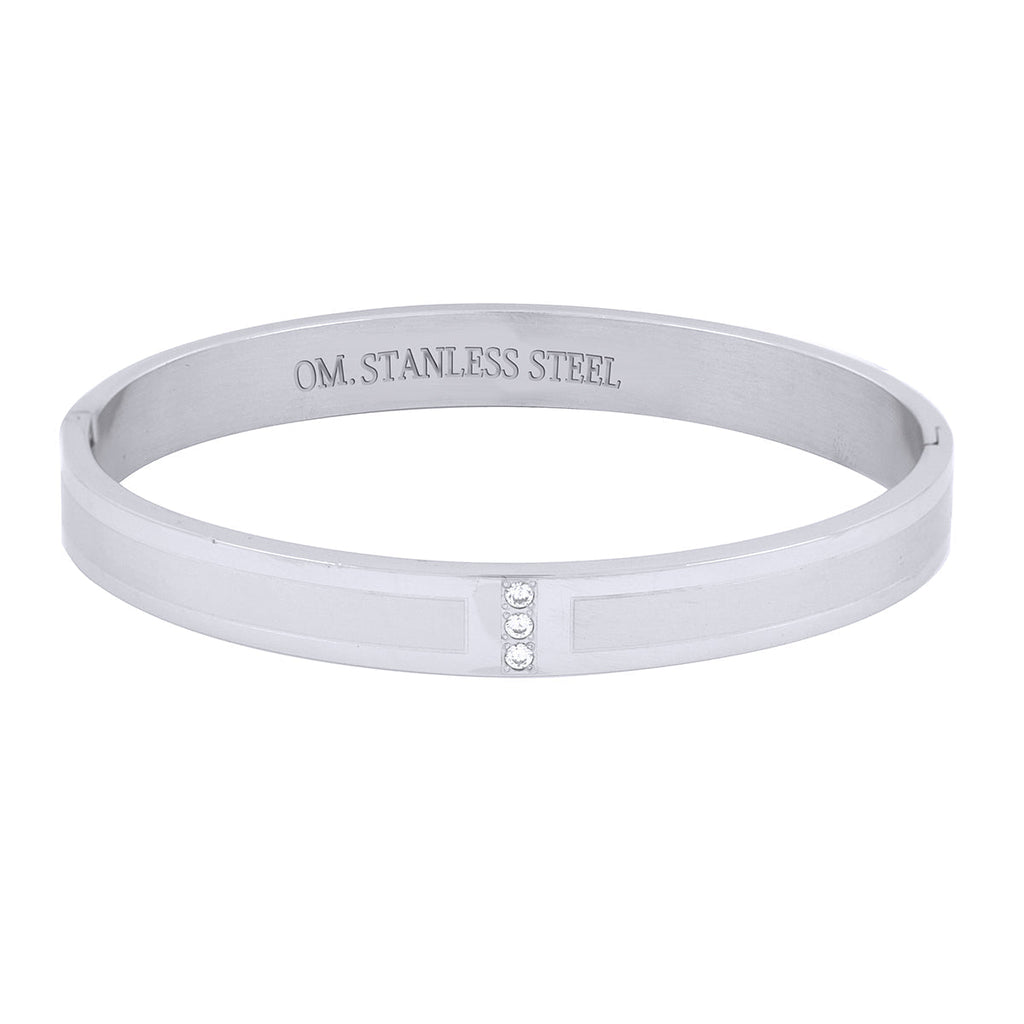 Classic American Diamond CZ Stainless Steel Kada Bangle Bracelet Bulk