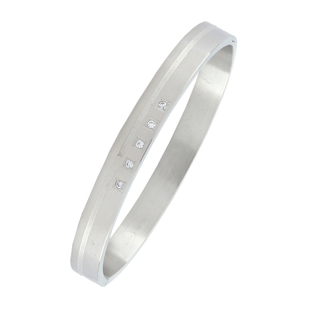 Classic American Diamond Stainless Steel Kada Bangle Bracelet Men