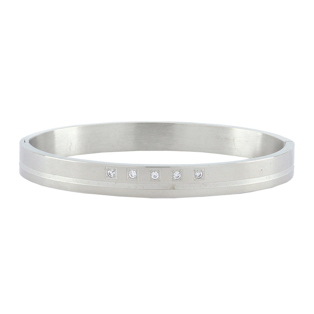 Classic American Diamond Stainless Steel Kada Bangle Bracelet Men