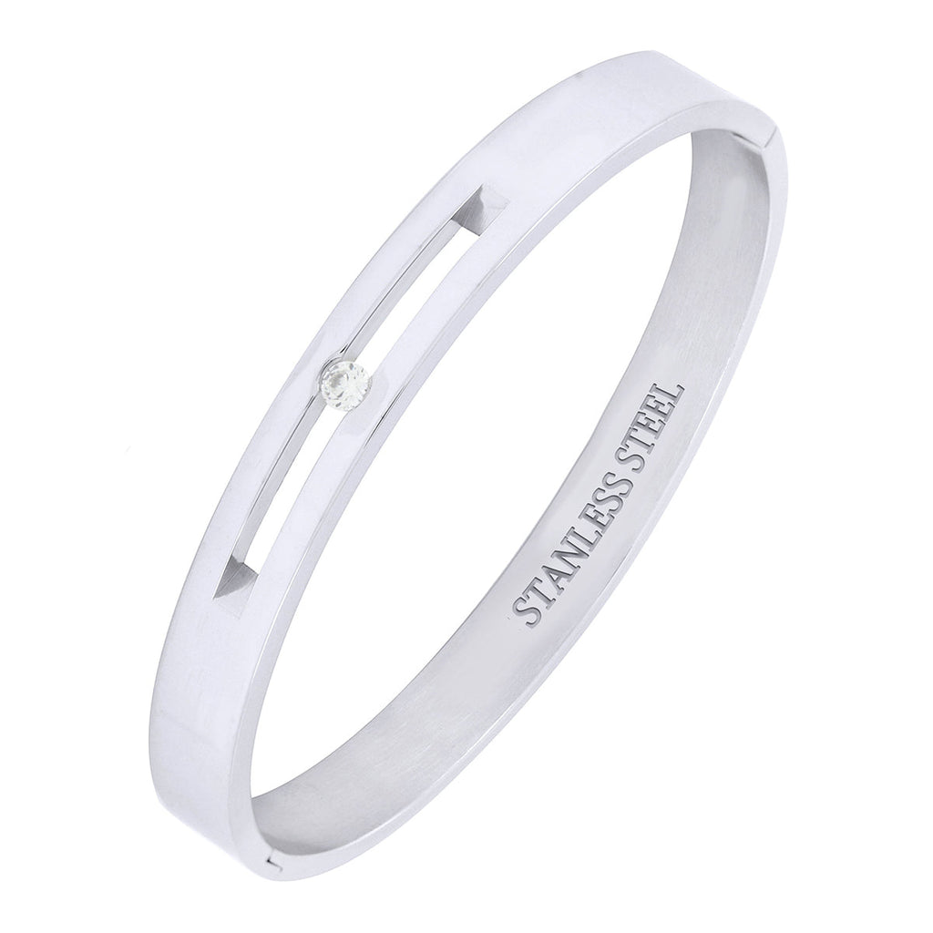 Classic American Diamond Stainless Steel Kada Bangle Bracelet Men