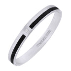 Stainless Steel Black Silver Openable CZ Kada Bangle Bracelet Men Bulk