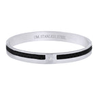 Stainless Steel Black Silver Openable CZ Kada Bangle Bracelet Men Bulk