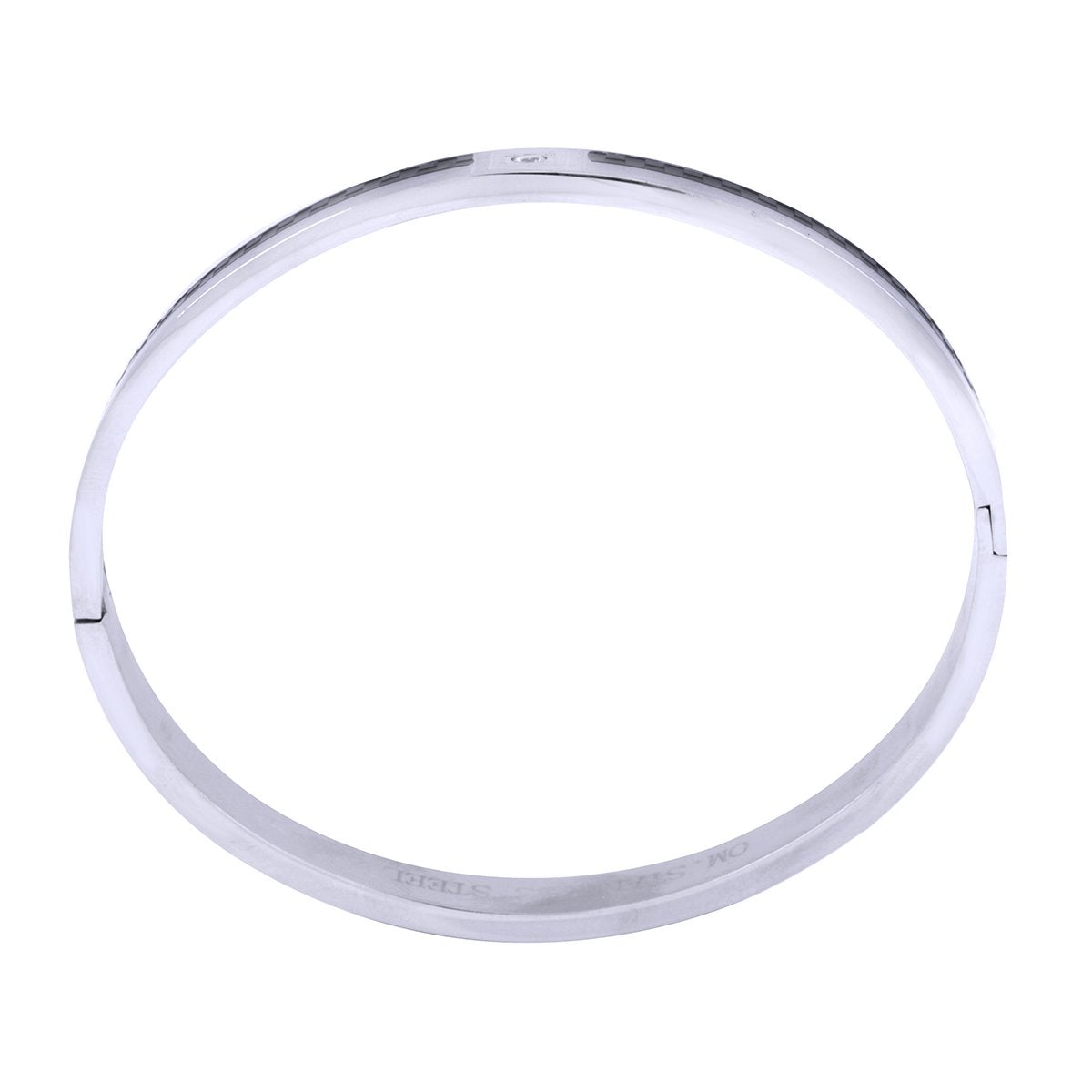 Stainless Steel Black Silver Openable CZ Kada Bangle Bracelet Men Bulk