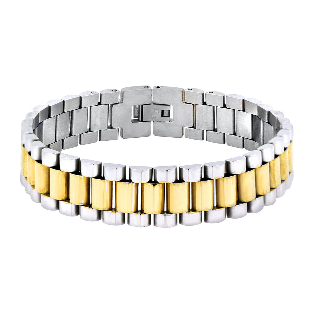 316L Surgical Stainless Steel 22K Gold Rhodium Bracelet For Men Bulk