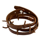 Handmade Tan Brown Leather Wrist Band Biker Bracelet For Men Bulk