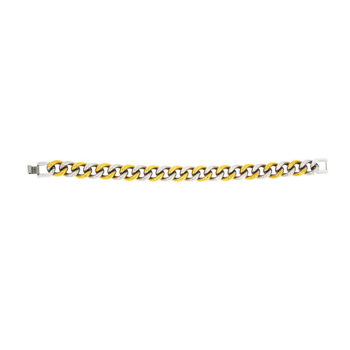 Curb 18K Gold Plated Two Tone Glossy Stainless Steel Bracelet Men Bulk Secondary image