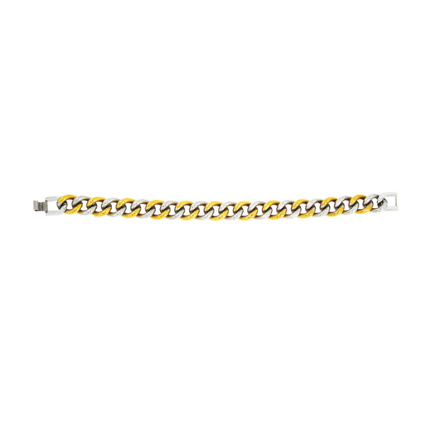 Curb 18K Gold Plated Two Tone Glossy Stainless Steel Bracelet Men Bulk Secondary image