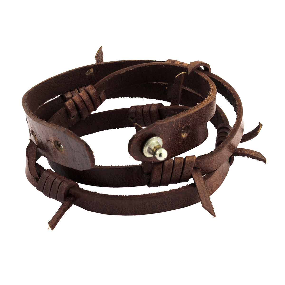 Handmade Drak Brown Leather Wrist Band Biker Bracelet For Men Bulk