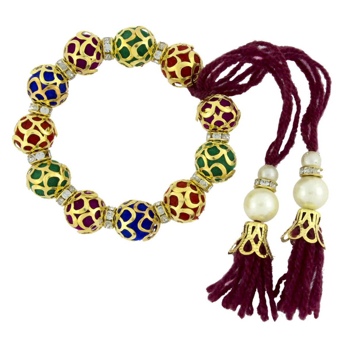 Handcrafted Filigree Thread Gold Pearl CZ Stretch Bracelet Bulk