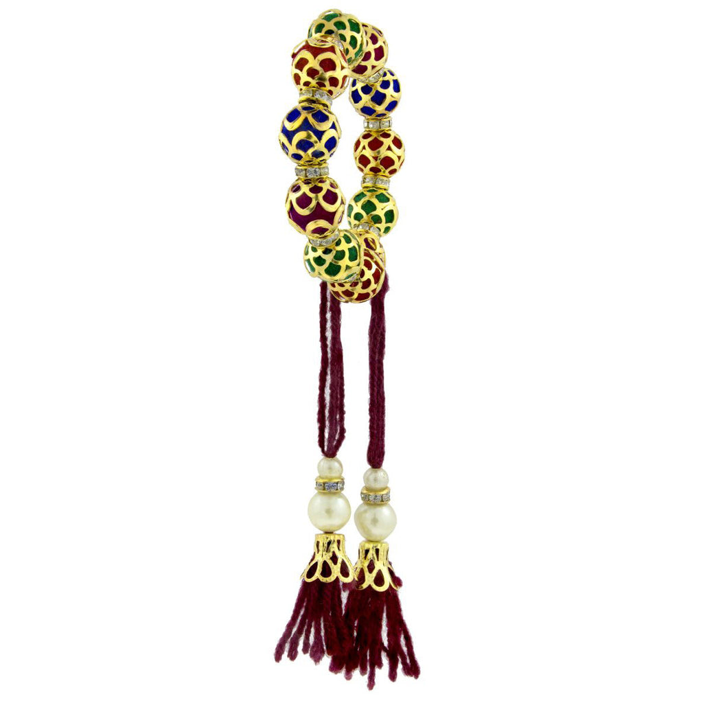 Handcrafted Maroon Thread Gold Pearl CZ Stretchable Bracelet Bulk