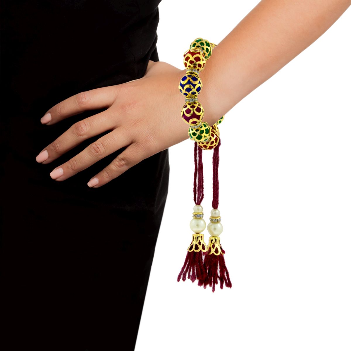 Handcrafted Filigree Thread Gold Pearl CZ Stretch Bracelet Bulk