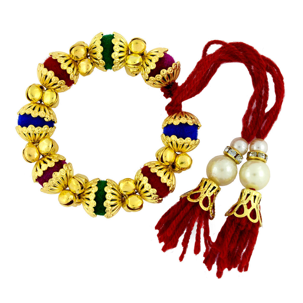 Handcrafted Red Thread Gold Pearl CZ Free Size Stretch Bracelet Bulk