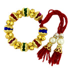 Handcrafted Red Thread Gold Pearl CZ Free Size Stretch Bracelet Bulk