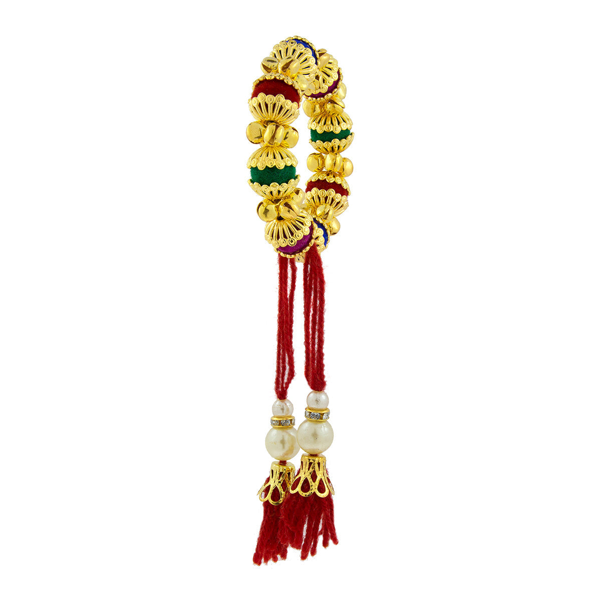 Handcrafted Red Thread Gold Pearl CZ Free Size Stretch Bracelet Bulk