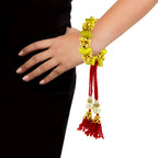 Handcrafted Red Thread Gold Beads Pearl CZ Stretch Bracelet Bulk
