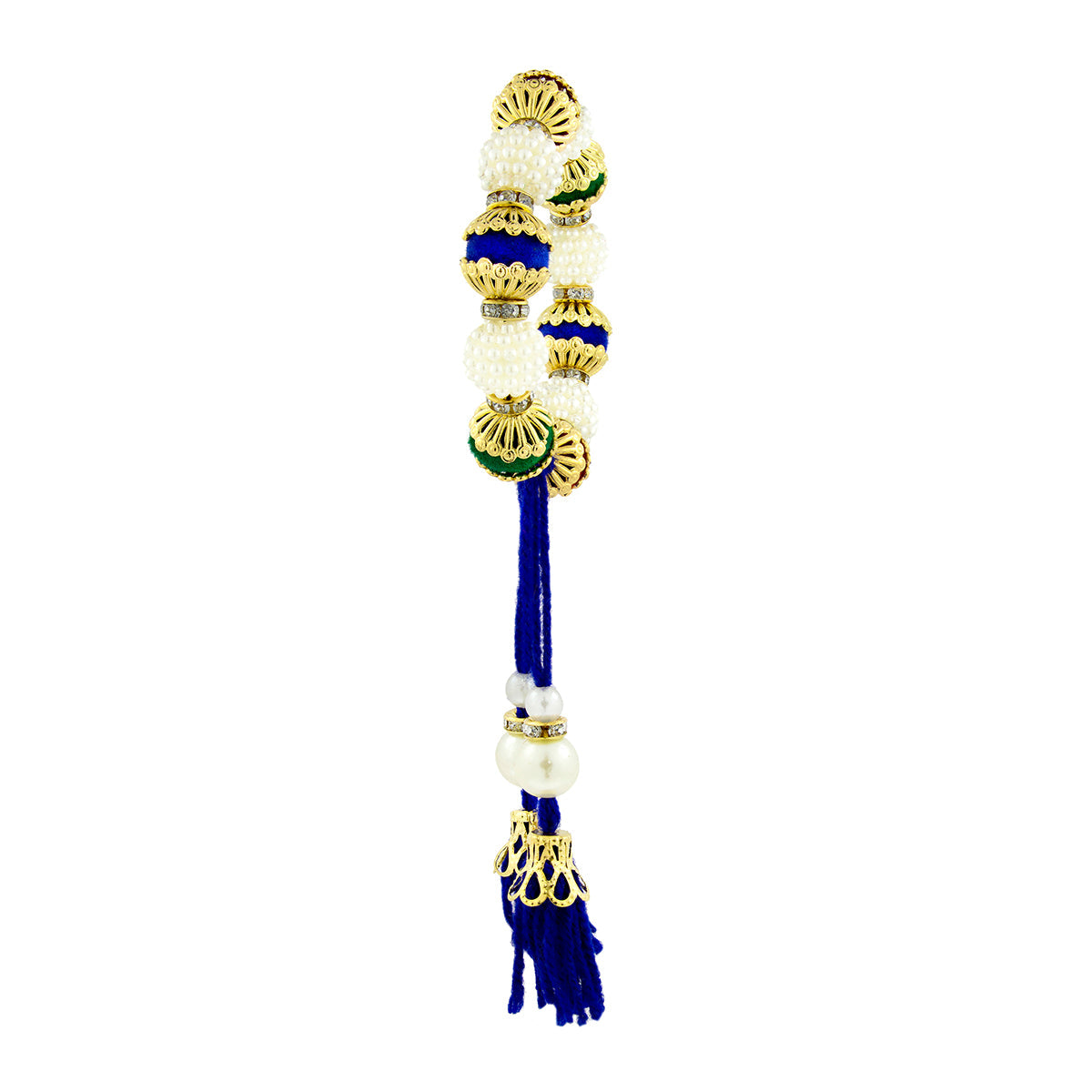 Handcrafted Blue Thread Gold Pearl CZ Stretchable Bracelet Bulk