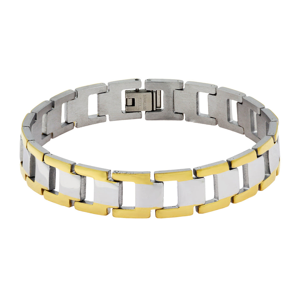 Italian 316L Stainless Steel 18K Gold Plated Bracelet For Men Bulk