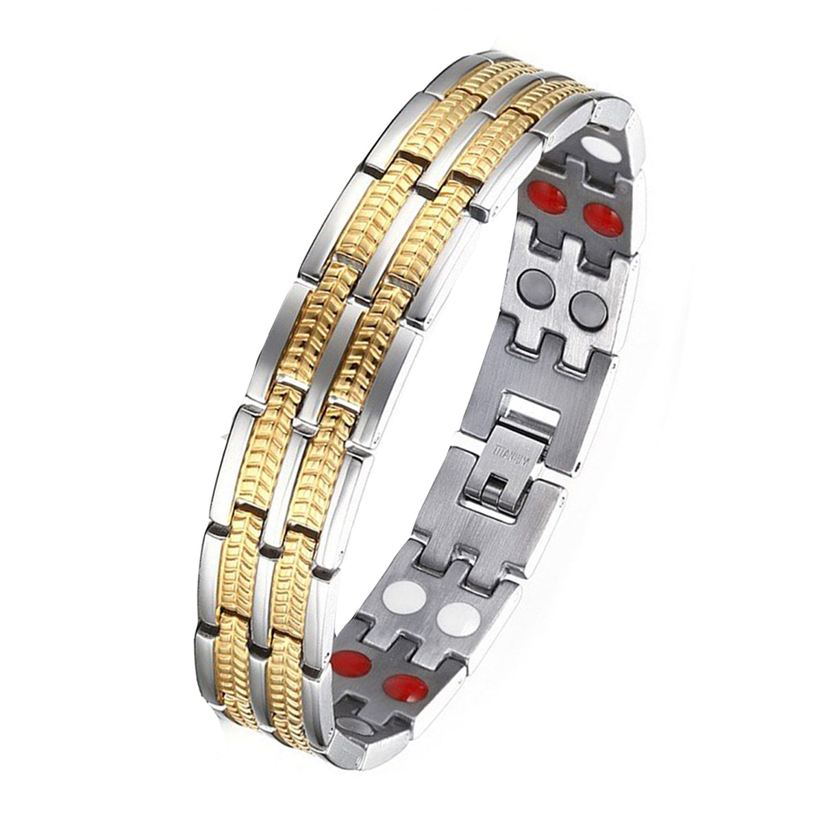 Italian Stainless Steel 18K Gold Rhodium Finish Magnetic Bracelet Bulk