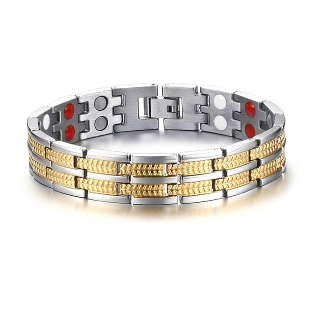 Italian Stainless Steel 18K Gold Rhodium Finish Magnetic Bracelet Bulk