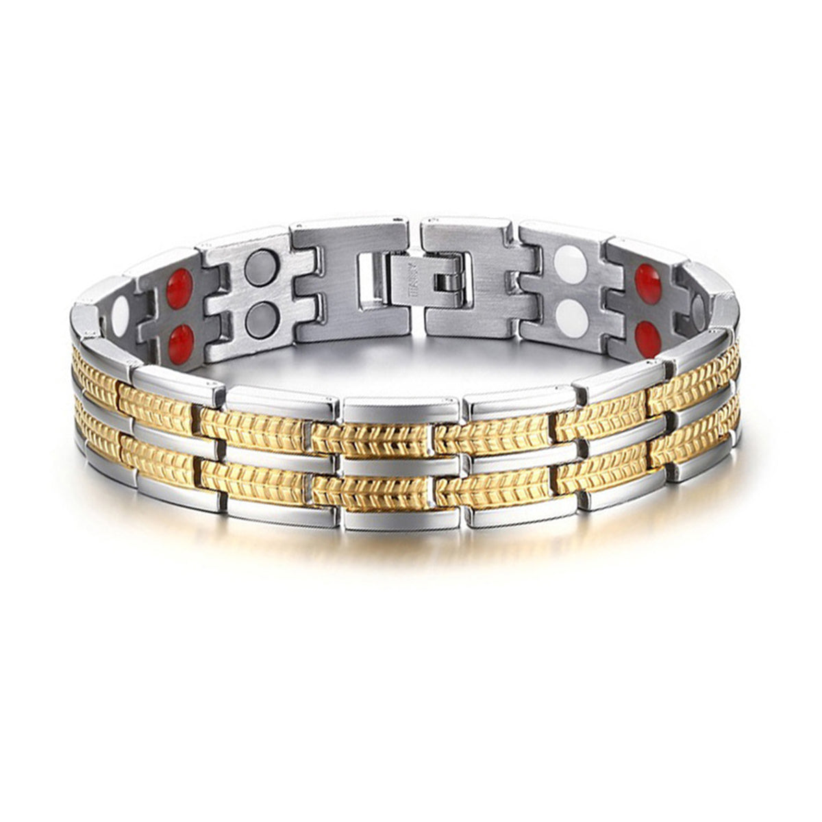 Italian Stainless Steel 18K Gold Rhodium Finish Magnetic Bracelet Bulk