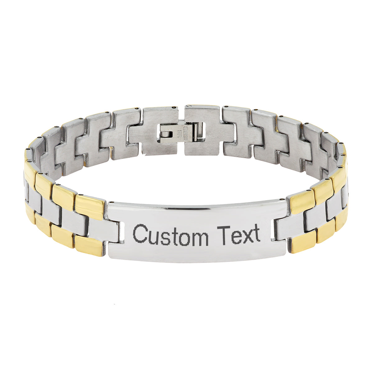 Biker Id Stainless Steel 18K Gold Matt Finish Personalized Engraved Bracelet For Men Main image