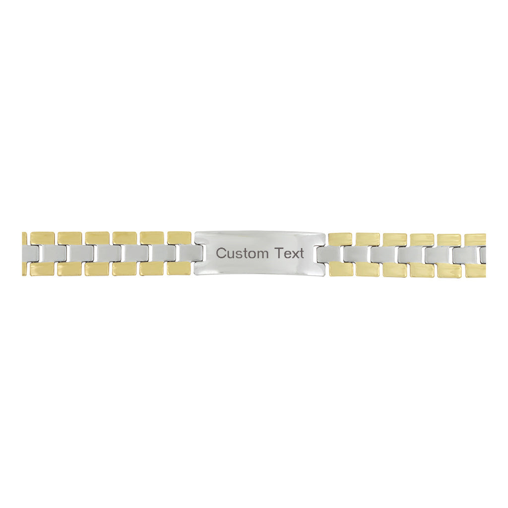 Biker Id Stainless Steel 18K Gold Matt Finish Personalized Engraved Bracelet For Men