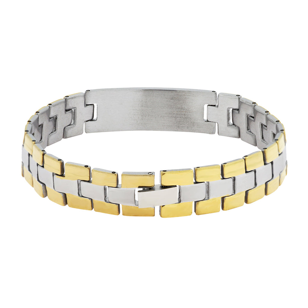 Biker Id Stainless Steel 18K Gold Pt. Matt Finish Bracelet Boy Bulk
