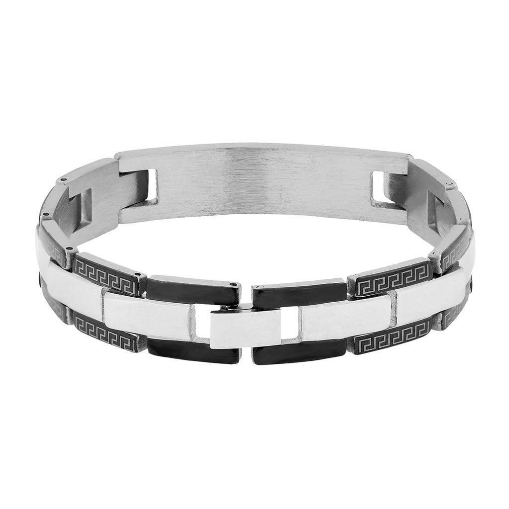Italian Biker Id Stainless Steel Black Border Pt. Bracelet Boy Bulk