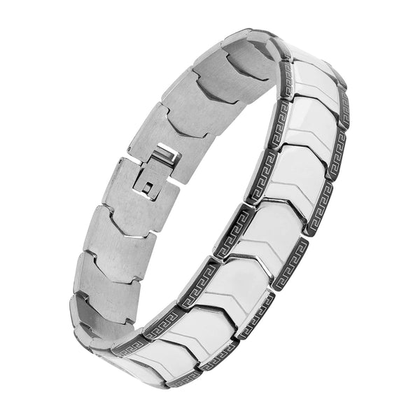 Black Silver 316L Stainless Steel Pt. Strand Bracelet For Men Bulk Main image