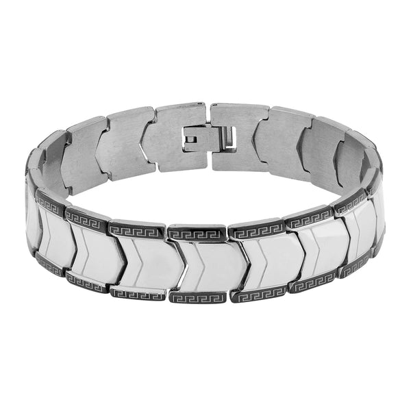 Black Silver 316L Stainless Steel Pt. Strand Bracelet For Men Bulk Secondary image