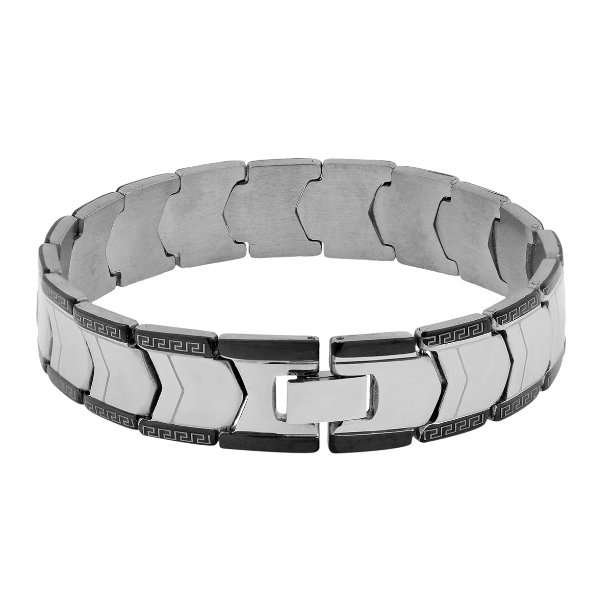 Black Silver 316L Stainless Steel Pt. Strand Bracelet For Men Bulk