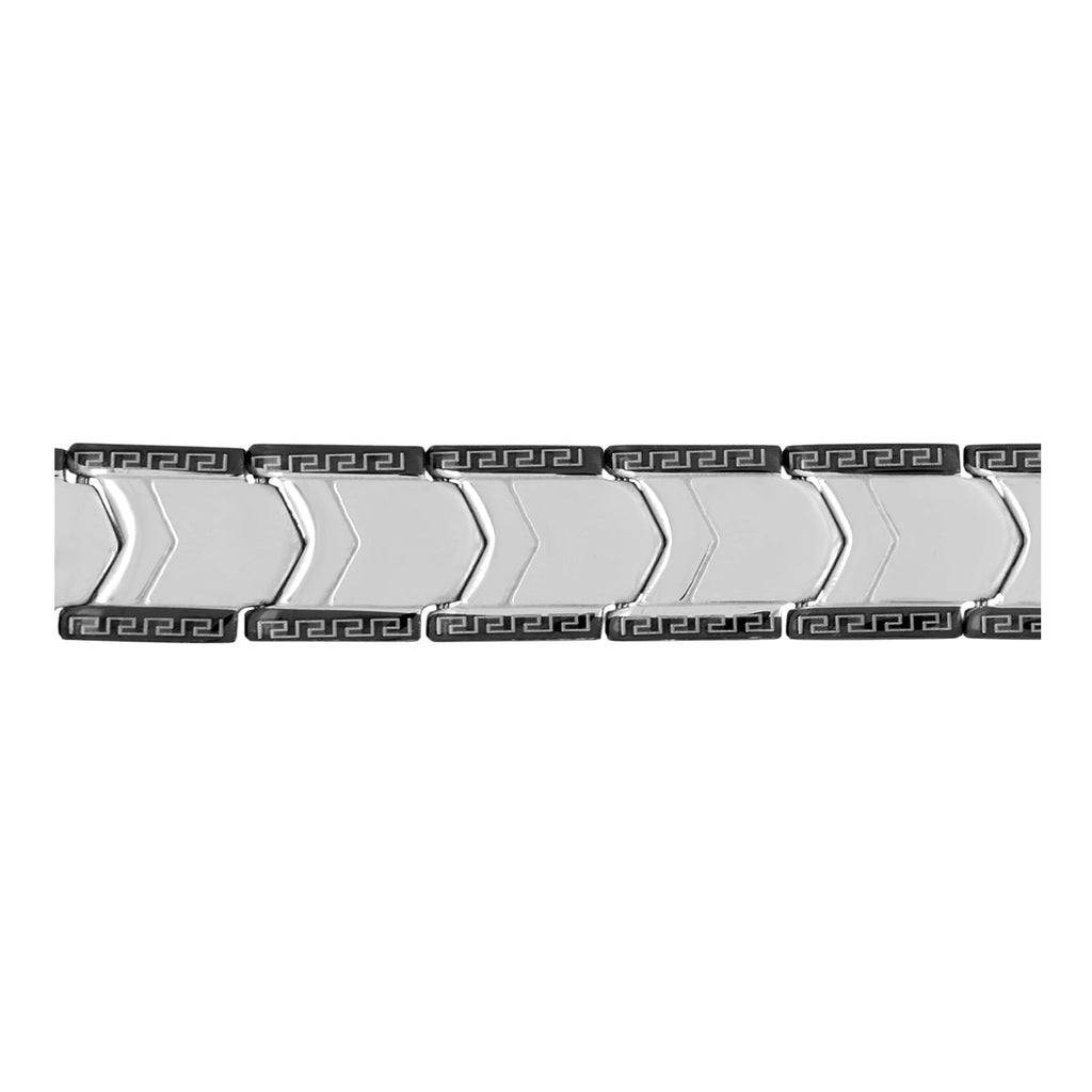 Black Silver 316L Stainless Steel Pt. Strand Bracelet For Men Bulk