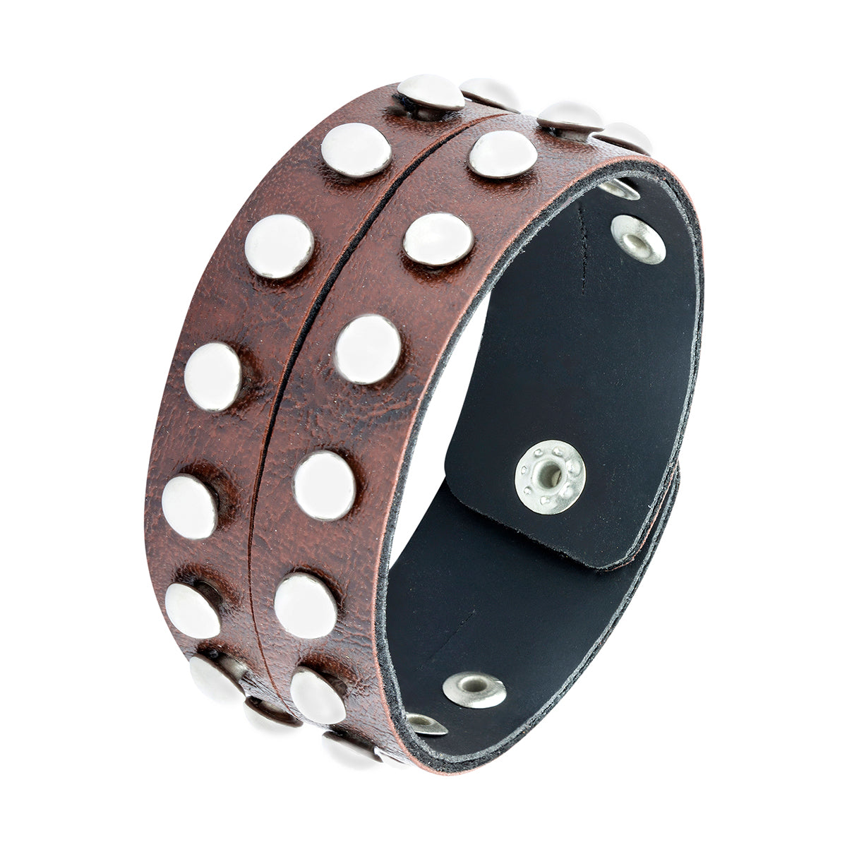 Funky Biker Brown Faux Leather Wrist Band Strap Bracelet For Men Bulk