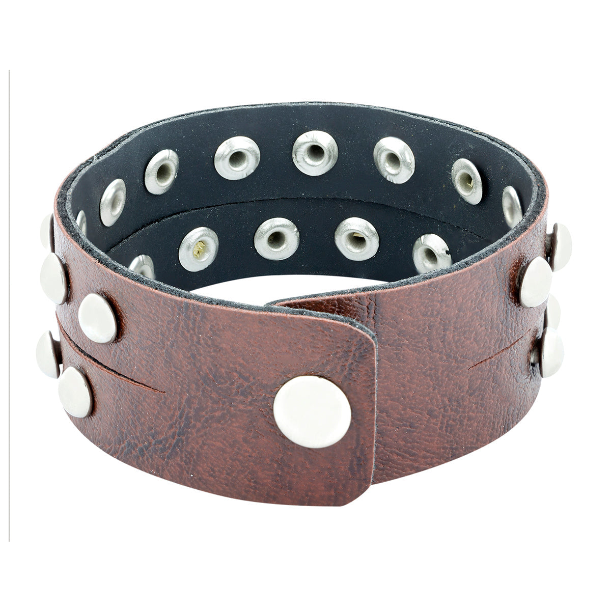 Funky Biker Brown Faux Leather Wrist Band Strap Bracelet For Men Bulk Secondary image
