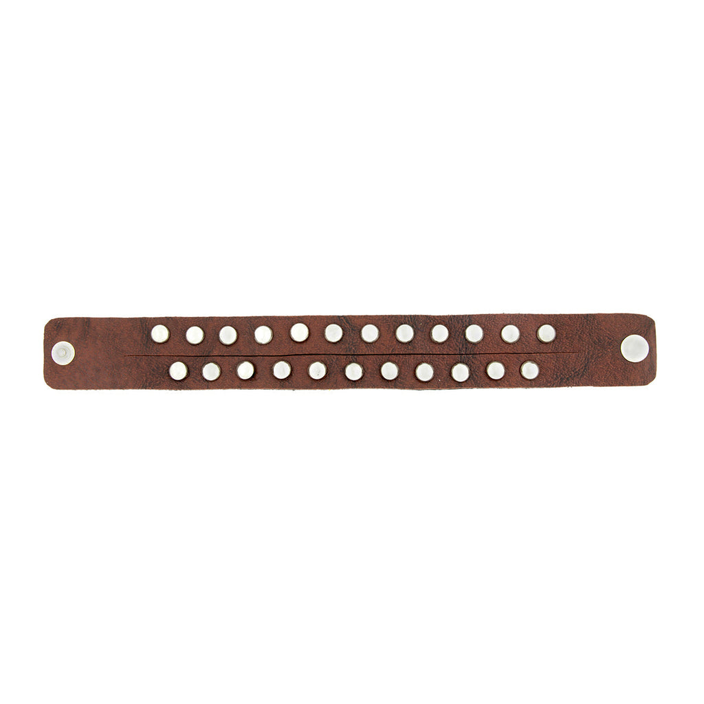 Funky Biker Brown Faux Leather Wrist Band Strap Bracelet For Men Bulk