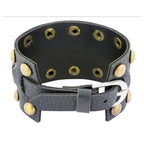 Funky Biker Black Brown Faux Leather Wrist Band Strap Bracelet Bulk