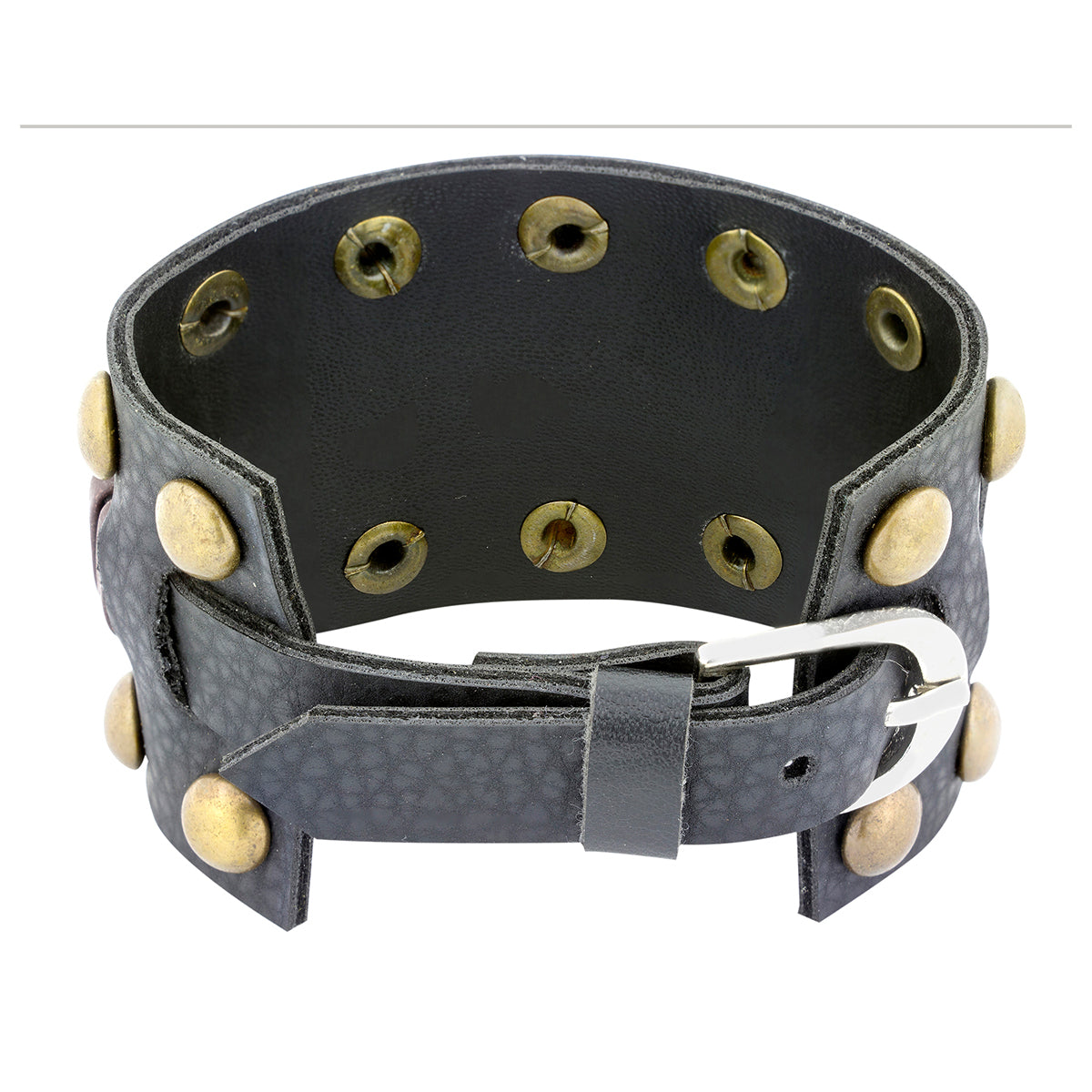 Funky Biker Black Brown Faux Leather Wrist Band Strap Bracelet Bulk