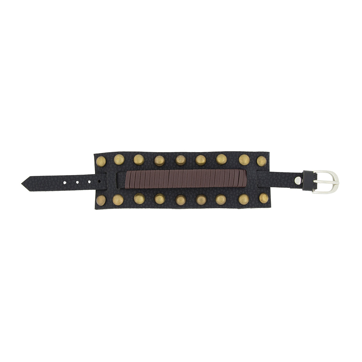Funky Biker Black Brown Faux Leather Wrist Band Strap Bracelet Bulk