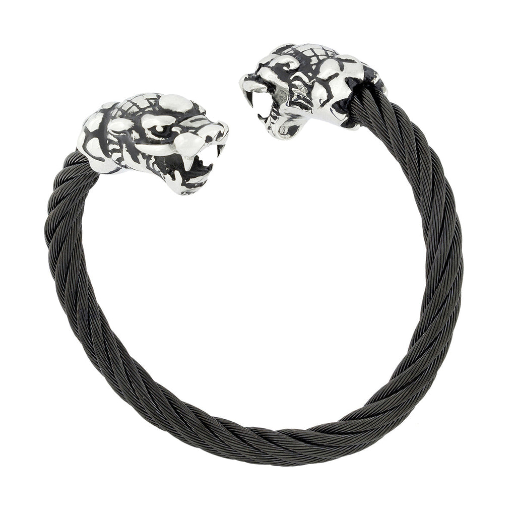 Rope Snake Lion Dragon Stainless Steel Black Silver Kada Bracelet Bulk