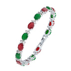 Tennis Red Green Cubic Zirconia American Diamond Bracelet Women Bulk
