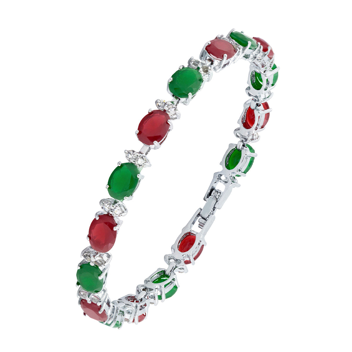Tennis Red Green Cubic Zirconia American Diamond Bracelet Women Bulk