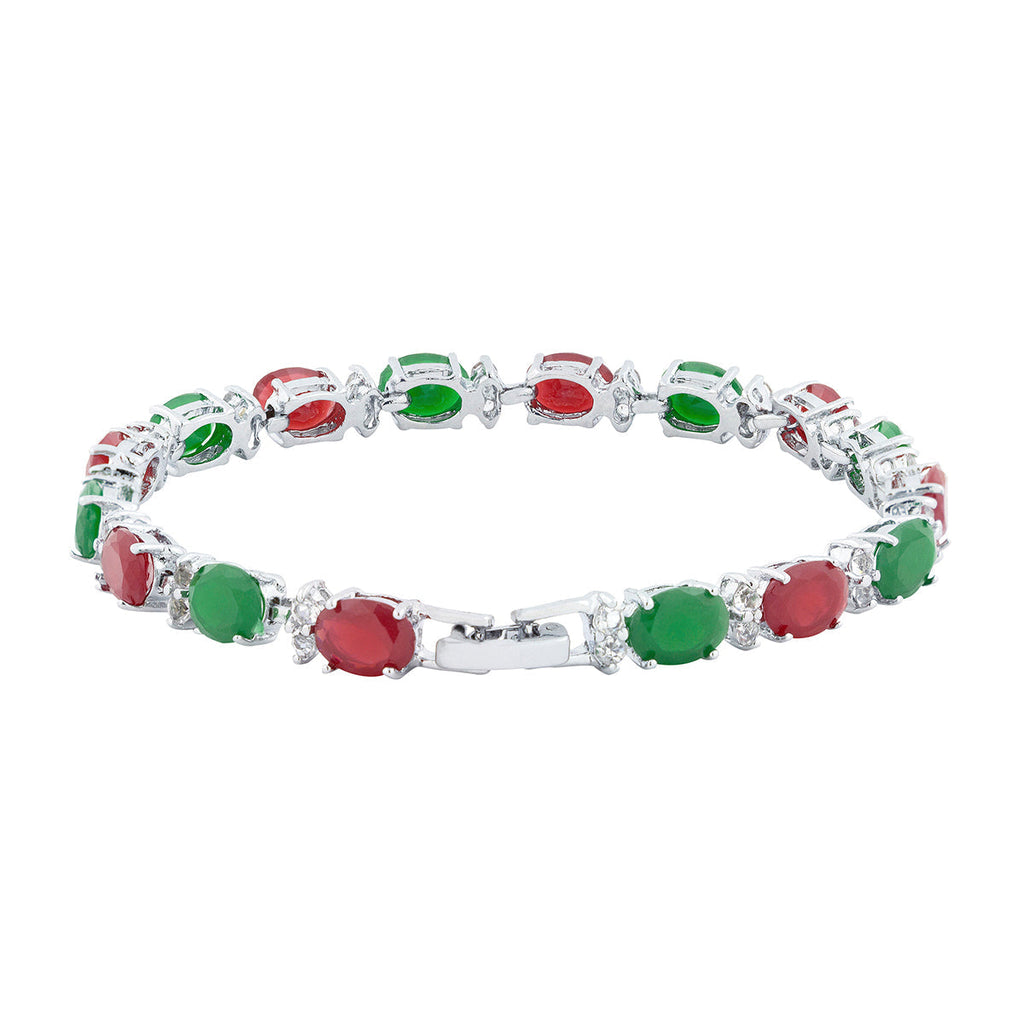 Tennis Red Green Cubic Zirconia American Diamond Bracelet Women Bulk