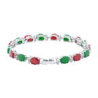 Tennis Red Green Cubic Zirconia American Diamond Bracelet Women Bulk