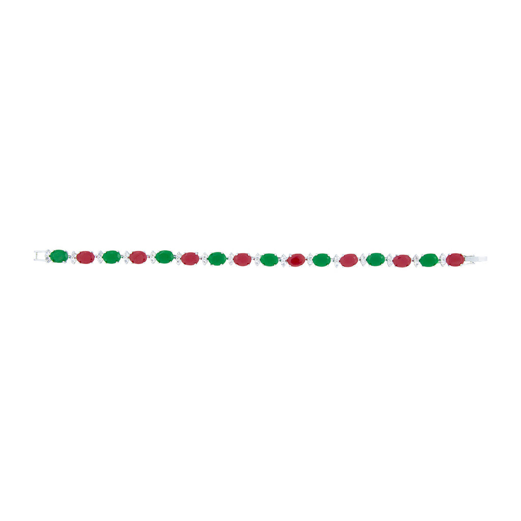 Tennis Red Green Cubic Zirconia American Diamond Bracelet Women Bulk