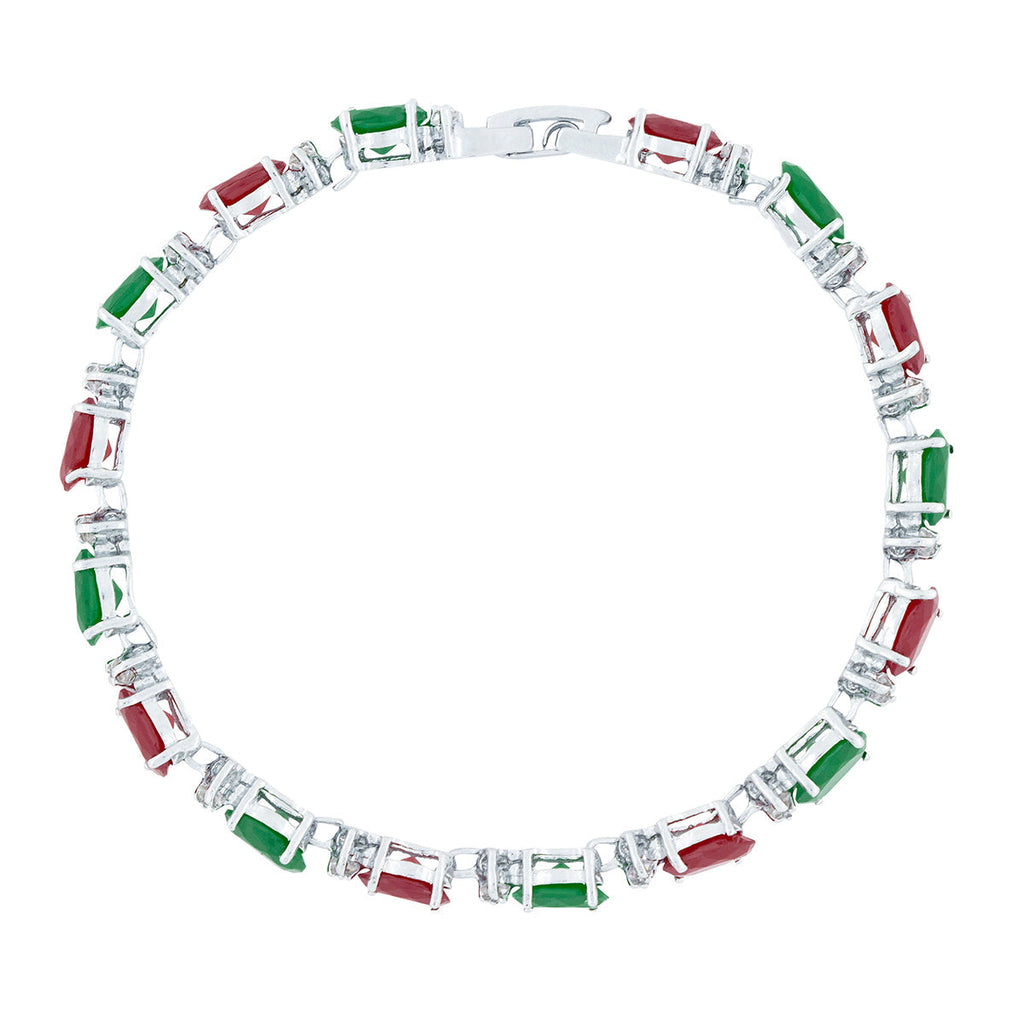 Tennis Red Green Cubic Zirconia American Diamond Bracelet Women Bulk