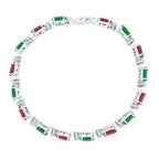 Tennis Red Green Cubic Zirconia American Diamond Bracelet Women Bulk